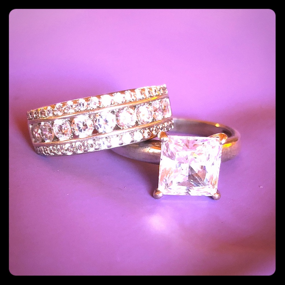 Wedding engagement rings set sz 8.5